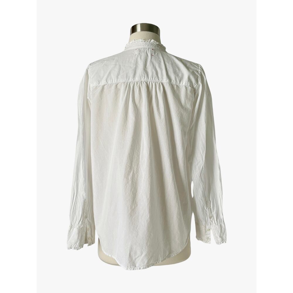 Xirena Popover Top White Cotton Ruffle Collar Long Sleeve Blouse Size XS - Picture 3 of 7